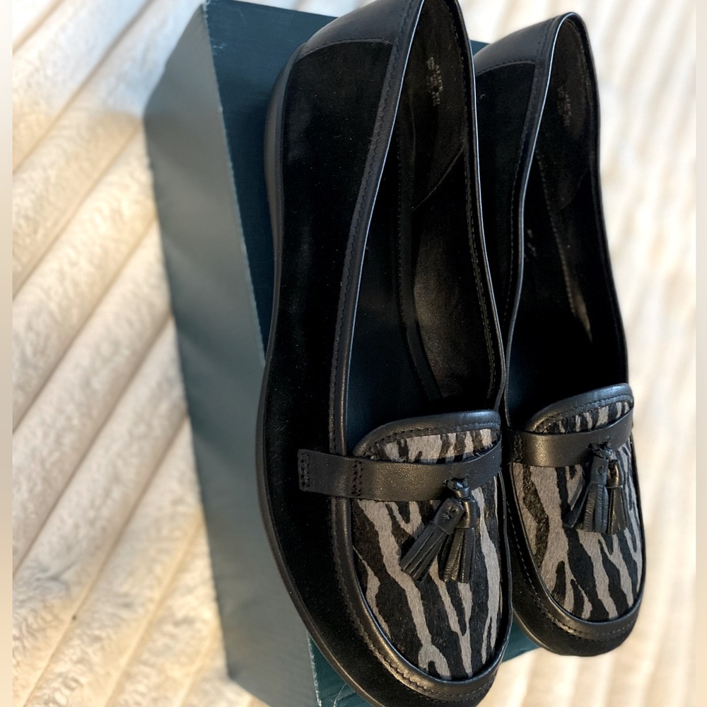 Hotter Black Zebra Flats